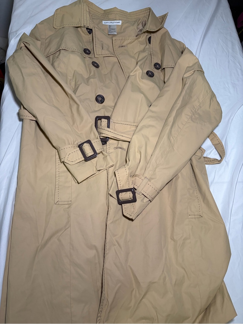 Jessica London Classic Tan Trench Coat Size 16 - Picture 4 of 11
